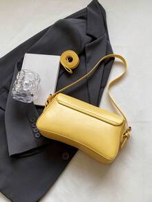 女士时尚休闲百搭单肩包 - 黃色 - 查看 9