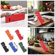 Sacapuntas de cuchillos de cocina, piedra de afilar al aire ltima intervensin para bolsillo de cocina, afilador de cuchillos afilados, tijeras herramienta de piedra de afilar piedra de - Rojo (China Red) - Ver 1