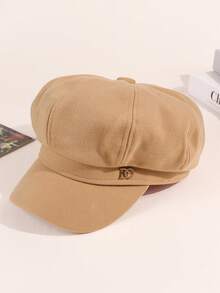 Solid Color Beret, Baseball Cap, Women's Spring/Summer Korean Style, Versatile, Face-Slimming Octagonal Cap, Japanese Style Large Head Circumference Painter's Hat.