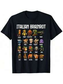 Italian Brain Rot Italian Brainrot Funny Memes T-Shirt - Black - View 8