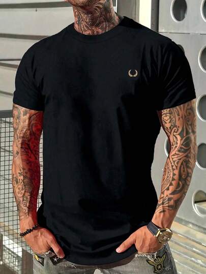 Men's Summer Pentagram Print Round Neck Short Sleeve Casual T-Shirt