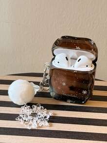 Autumn/Winter Brown Tie-Dye Snowflake Decor Compatible With Airpods 4 Protective Case, Pro 3rd Gen, Apple Earphone Case 2nd Gen Wireless Bluetooth, 3 Soft Full Cover Case For Women - Multicolor - View 7