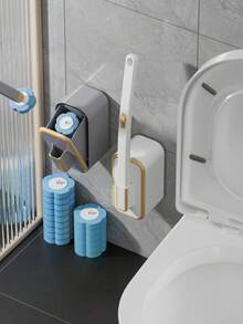 3件套马桶清洁刷，带可替换刷头和香味，配有装饰性金色边框收纳架，适用于清洁浴室、厨房、宿舍的马桶、水槽、浴缸和地板，非常适合开学季使用。 - 藍色海洋替換刷頭(不含手柄底座) - 查看 2