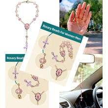 Car Rosary For Rearview Mirror Hanging - Catholic Religious Devout Gift With Virgin Mary Charm And Crucifix Ideal Catholic Rosary Gifts For Men And Women Pinkcar Acessesories, Car, Car Acessesories Women, Car Stuff, Car Decor, Car Accesssories, Stocking Stuffers, Car Accessories For Women, Christmas - 如圖所示 - 查看 7