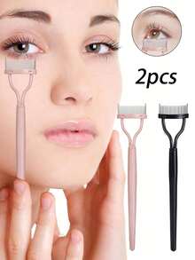 Eyelash Comb, 2pcs Stainless Steel Straight Handle Eyelash Separator - Multicolor - View 1