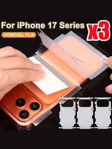 3pcs Full Coverage Hydrogel Film Screen Protector, Compatible With IPhone 17/17 Pro Max/17 Pro/Air/16/15/Plus/14/Pro Max/13/12 Pro Max, Transparent Screen Protector, Compatible With IPhone 17 Pro Max Sticker Screen Protection Essentials, Applicable To Daily Shield, Office, Home Daily Shield Office Home Phone Screen Protector Phone Accessories Waterproof Shockproof Anti-Fall Scratch Resistant