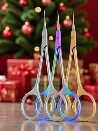 1把彩色不锈钢角质层剪刀，细尖加长手柄，美甲、修眉、修睫毛多功能套装，无异味死皮修剪器，美容护理礼品工具