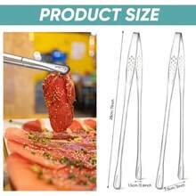 2pc Stainless Steel Food Tongs, Long Handle Non-Slip BBQ Tongs, Steak Tongs, Kitchen Cookware Accessory,BBQ Grill Tongs Barbecue Tongs For Cooking Portable Kitchenware Outdoor Steak Salad - 銀色 - 查看 9