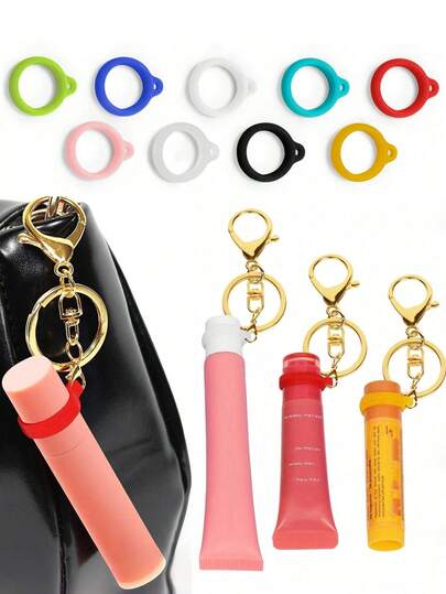 1/9pcs Lip Gloss Keychain, Bag Charm, Portable Lip Balm Lanyard, Travel Essential | Universal 0.35oz | Christmas Gift, Stocking Stuffer, Personalized Gift For Her, Valentine's Day, New Year, Thank You Gift For Girlfriend, Mom, Family (9 Colors)