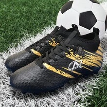 1 Pair New Soccer Shoes, Recommended For Teenagers, Students, Matches And Training, Low-Top, Long Studs, Non-Slip, Suitable For AG, FG, Soft Ground, Real Grass, Competition And Training, Lace-Up, Men's Soccer Shoes, High-Top, Professional Soccer Boots - Black and Gold - View 6