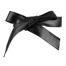 1pc Double-Layer Knotted Minimalist PU Leather Waist Belt, Casual Daily Wear - Black - View 2