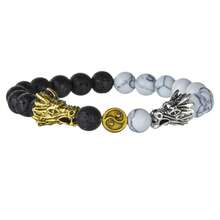 1件装 时尚霸气龙太极阴阳串珠手链 男女通用 绿松石弹力手链 - 彩色 - 查看 7