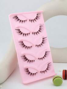 5 Pairs Natural Fiber Foxy Eyelashes, Lightweight Curly Invisible Band False Eyelashes, Reusable Faux Mink Lashes For Travel - fox eye lashes - View 9