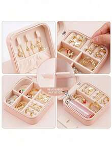 1 hộp đựng trang sức bằng da, hộp đựng trang sức di động, hộp đựng trang sức chống oxy hóa, hộp đựng nhẫn đa năng, hộp trưng bày trang sức chống trầy xước, hộp đựng đồ trang điểm, thích hợp để đựng nhẫn, vòng cổ, vòng tay, hoa tai, món quà tuyệt vời cho phụ nữ và phù dâu, vật dụng thiết yếu khi đi du lịch - Nhiều màu - Xem 9