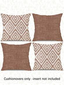 4pcs Bohemian Style Pillow Covers, Minimalist Fashionable Line Pattern Throw Pillow Covers, Super Soft & Comfortable, Best Seller, Hidden Zipper, Machine Washable, Decorative Pillow Covers For Home, Sofa, Living Room, Bedroom, No Pillow Insert - Mocha Mousse Color - View 2