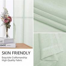Hiasan Set Of 2 Sheer Voile Curtains Living Room With Eyelets Curtains Panel Curtains Transparent Airy Decorative Curtain For Bedroom 240 X 140 Cm (H X W) White - 鼠尾草綠 - 查看 4