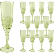 Sage Green Champagne Flutes,Plastic Wine Glasses Goblets Cups Reusable Glassware, For Thanksgiving Christmas Weddings Bachelor Parties Toasting And Events - 青檸色 - 查看 1