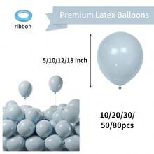 10/20/30/50/80pcs Dusty Blue Balloons Latex Party Balloons - 5/10/12/18inch Round Helium Dusty Gray Blue Balloons For Birthday Bridal Shower Wedding Gender Reveal Engagement Graduation Party Decorations - Gray Blue - View 2