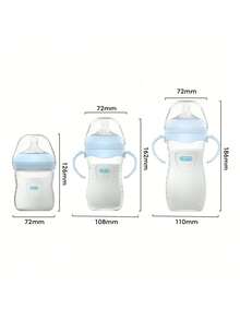 字母印花简约透明婴儿奶瓶，11盎司/5盎司 - 藍色 - 查看 3