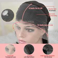 高光棕金色蕾丝前额真人发假发,女士款,13X4 透明大蕾丝 #4/27 波浪卷巴西 Remy 真发,预先拔毛,自然发际线,圣诞节款 - SNatural/3/30/33 - 查看 10