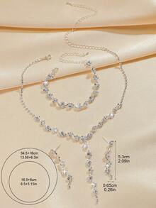 女士珠宝套装 - 优雅奢华的情人节礼物：镶钻项链和手链套装，适合搭配晚礼服、婚礼、派对、浪漫校园惊喜、生日礼物 - 彩色 - 查看 2