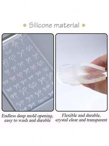 1Pc Cute Bowknot 3D Bow Nail Charms Silicone Mold Embossed Nail Carving Templates Christmas Nail Accessory Manicure DIY Nail Art Molds