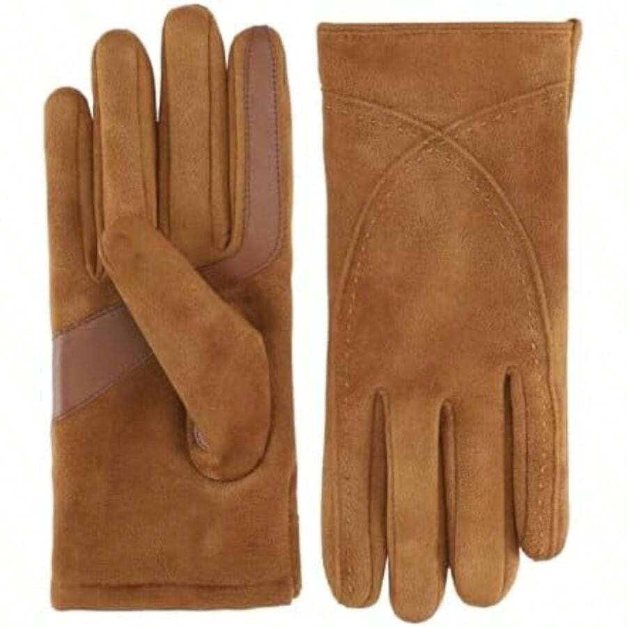 Isotoner Womens Water Touchscreen Microsuede Shortie Gloves(Small/Medium Cognac) - Multicolor - View 1
