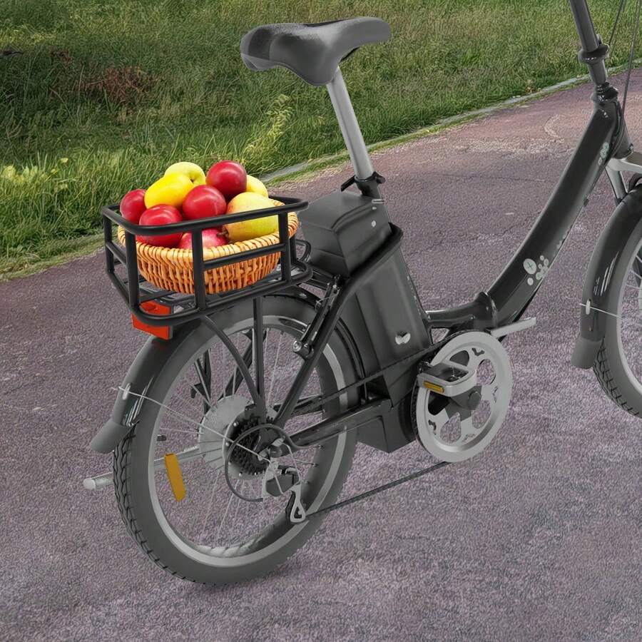 SENDERPICK Fahrradkorb für Hinten Abnehmbarer Eisen Fahrrad-hinterradkorb mit 2Eisenplatten - Schwarz - Übersicht 1