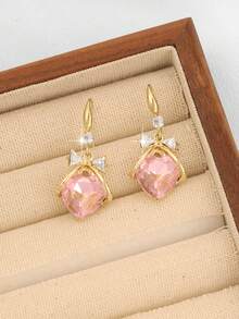 1 Pair Elegant Luxury Fashionable Unique Charming Bow & Heart Earrings - Pink - View 2