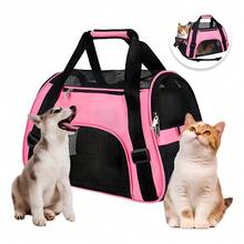 Transportín para gatos, transportador de viaje para mascotas con bordes suaves, cómodo, portátil y plegable, bolso para mascotas para gatos, perros y cachorros, aprobado por aerolíneas (tamaño pequeño). - Negro - Ver 3