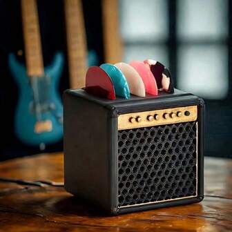 1PC Guitar/Ukulele Pick Rack - Without Picks, Simple High-End Decorative Style, Creative Music & Game Accessory, Simulated Speaker Desktop Decoration Gift, Durable Space-Saving Storage Box For Desktop, Suitable For 0.062 Inches & Thinner Picks