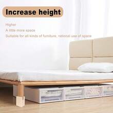Set Of 2 Wood Bed Risers - 4 Inch Height Pine Furniture Lifts - Default - View 4