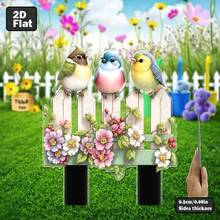 Bohemian Style, Three Little Birds Garden Decoration, Acrylic Sign, Multi-Purpose Animal Theme Garden Art, Rain And Scratch-Proof Outdoor Flower Pot And Garden Display Sign - Multicolor - View 5