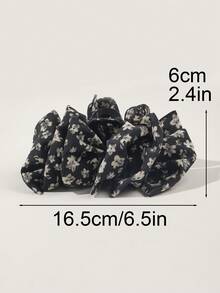 1pc Vintage Ditsy Floral 3-Layer Fabric Bow Extra Large Hair Clip, Elegant For Formal Events, Autumn/Winter Women Hair Claws Winter Hair Accessories Casual Hair Clutch Elegant Claw Clip Flower Hair Clip Summer Outfits Hair Clips - Floral Black - View 3