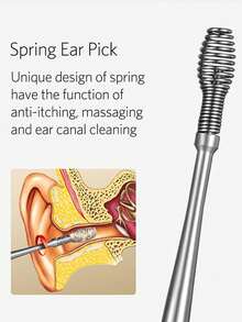 Herramienta de extracción de cerumen de acero inoxidable - Diseño de gancho en espiral, elimina el cerumen de manera segura y efectiva, apta para uso doméstico y profesional, herramienta de limpieza de cerumen | Herramienta de acero inoxidable | Herramienta de limpieza de cerumen duradera - Multicolor - Ver 7