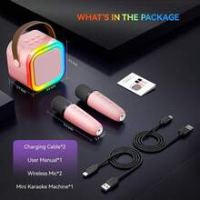 Mini Karaoke For Christmas/Birthday Gift,2-Microphone,For 2-14 Age Kids,(Pink,White,Blue,Purple) - Hồng - Xem 2