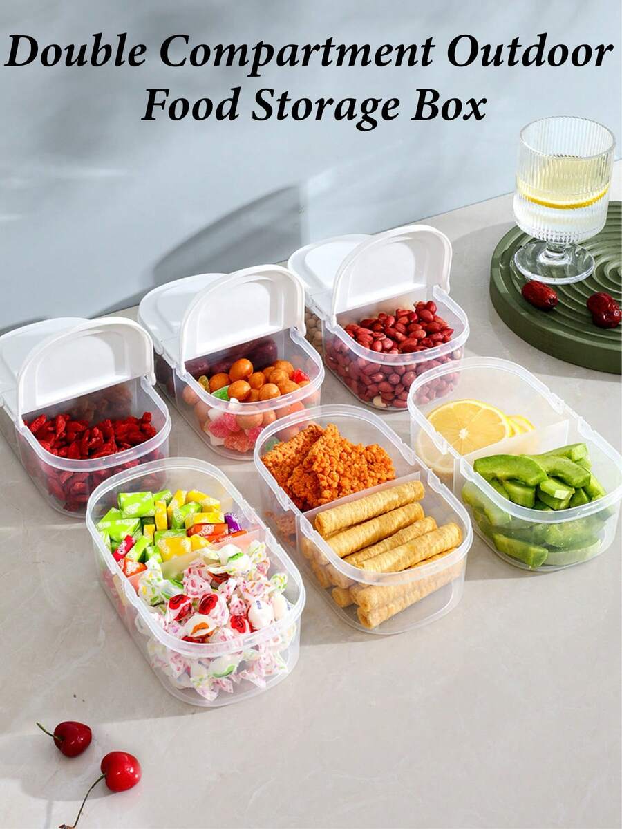 双层户外食品储物盒，适合存放水果、香料、零食和厨房用品，便携式露营碗，也适合家用，可用作厨房食品储物盒、调料盒、烹饪调料盒、午餐盒、晚餐盒、奶酪盒。 - 彩色 - 查看 1
