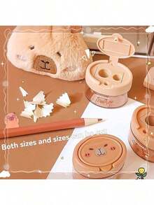 1pc Capybara Fun Flip-Top Dual-Hole Pencil Sharpener | Cartoon Creative Mini Sharpener For Students | Ideal For School Pencils (Random Style) - Random Styles - View 5