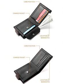 Fashionable Faux Leather Wallet - Compact Zipper Card Holder With Coin Pouch, Snap Closure Card Case, "Don't Touch My Wallet" Design, Ideal For Daily Use - one-size - View 3