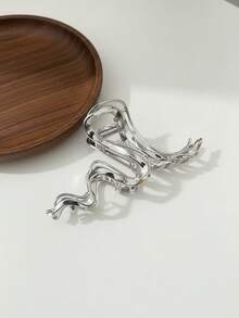 1个大号金属爪发夹，时尚发饰爪夹女士发夹 - 銀色 - 查看 4