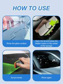 2件套汽车挡风玻璃防雾套装 - ABS树脂清洁刷，配有涂抹海绵和超细纤维布，可去除油渍、水渍和雾气，提高能见度，通用型，适用于挡风玻璃、侧窗、后视镜、眼镜、头盔等，使用方便。