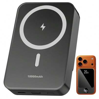 Magnetic Power Bank 10000mAh,20W Fast Charging Portable Charger, Battery Pack With LED Display, Small USB-C Wireless Power Bank With Mag- For Series