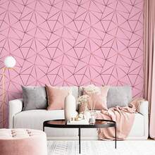 Pink Geometric Adhesive Wallpaper With Rose Gold - 粉紅色的 - 查看 9