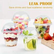 40/30/20/10pcs 250ml/360ml/500ml Round Cups With Lids, Cake And Party Food Containers, Plastic Containers With Lids Suitable For Desserts, Cakes, Fruits, Living Room, Kitchen And Office, Wedding, Party, Birthday, Picnic And Bakery - Transparent - View 5