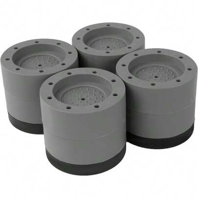 Set Of 4 Round Bed Risers - 2 Inch Adjustable Furniture Lifts, Grey