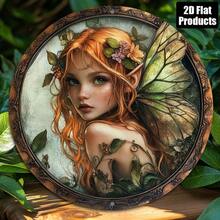 CIFbuy Vintage Butterfly Fairy Metal Wall Art Sign 2D Flat Print Round Aluminum Decor For Home Bar Kitchen Living Room Office Halloween - 彩色 - 查看 6