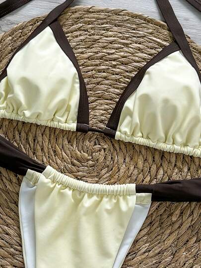 2pcs Geometric Pattern & Tropical Flower Print Casual, Cute, Elegant, Sexy Bohemian Sash Bikini Set, Women Beach Vacation Swimwear, Spring/Summer