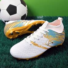 1 Pair New Soccer Shoes, Recommended For Teenagers, Students, Matches And Training, Low-Top, Long Studs, Non-Slip, Suitable For AG, FG, Soft Ground, Real Grass, Competition And Training, Lace-Up, Men's Soccer Shoes, High-Top, Professional Soccer Boots - White Gold - View 8