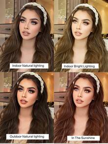 Large Wave Synthetic Wig With White Braided Headband - 22-Inch Removable Synthetic Hair, Easy To Wear, Long Wave Top For Everyday And Party Use (Natural Black, Brown) - Multicolor - View 9