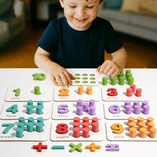 Wooden Math Counting Matching Board, Wooden Number Counting Pegboard Toy With Math Symbol Blocks, Early Learning 1-10 Number Recognition & Addition Subtraction Educational Game For Kids 3+ Years Old Boys Girls, Birthday, And Christmas Gift - Multicolor - View 3